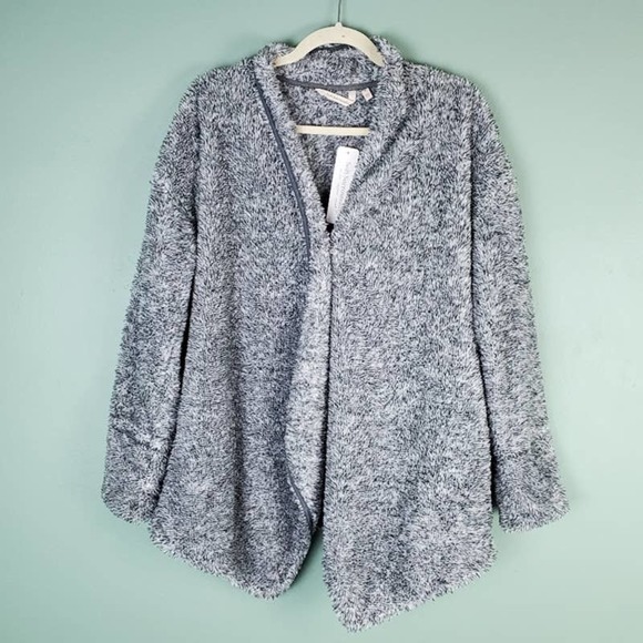 Soft Surroundings Sweaters - Soft Surroundings Cozy Up Cardi Cardigan Gray Ivory Sweater SIze Medium